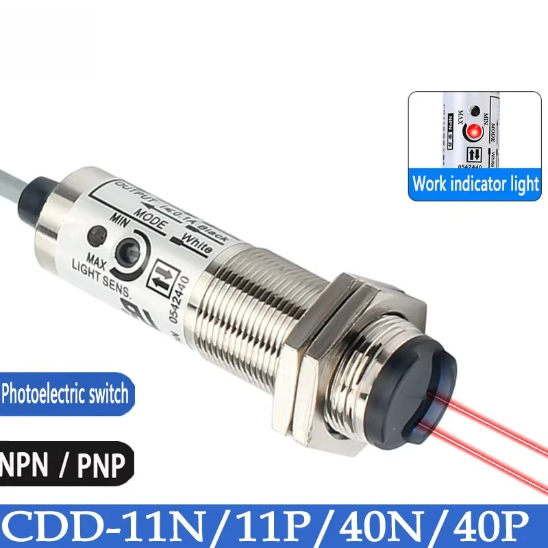 M18 Photoelectric Switch CDD-11N CDD-11P CDD-40N CDD-40P Four-wire 10-30v NPN PNP Distance Adjustable Diffuse Reflection Sensor