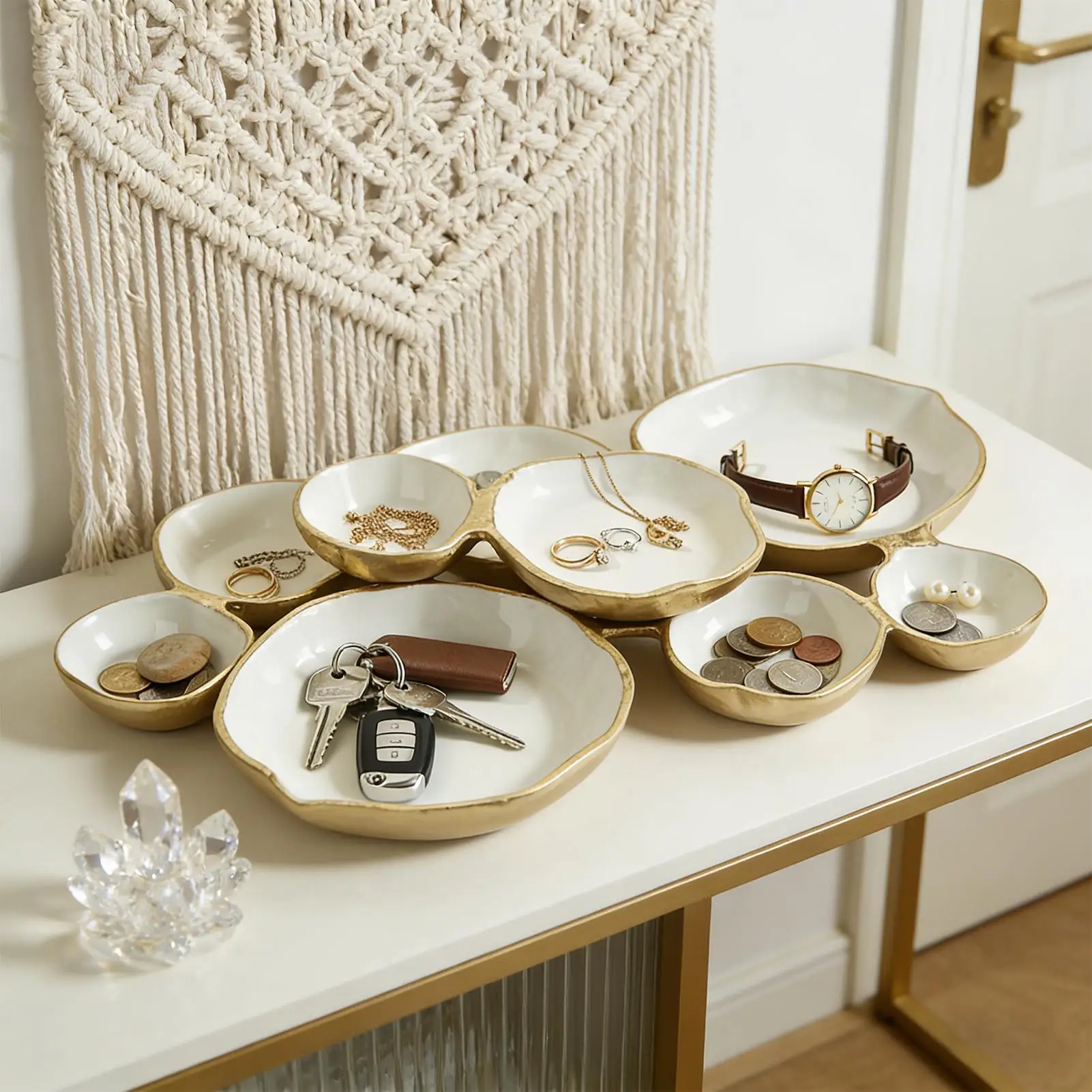 Cluster-Serviertablett, dekoratives Neun-Fächer-Tablett, Charcuterie-Tablett für Snacks, Nüsse, Chips, Obst, Süßigkeiten, Mahlzeiten, Vorspeisen, Esszimmer