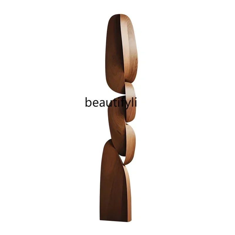 32Hotel sales department staircase decoration creative wood carving floor, soft solid wood sculpture art