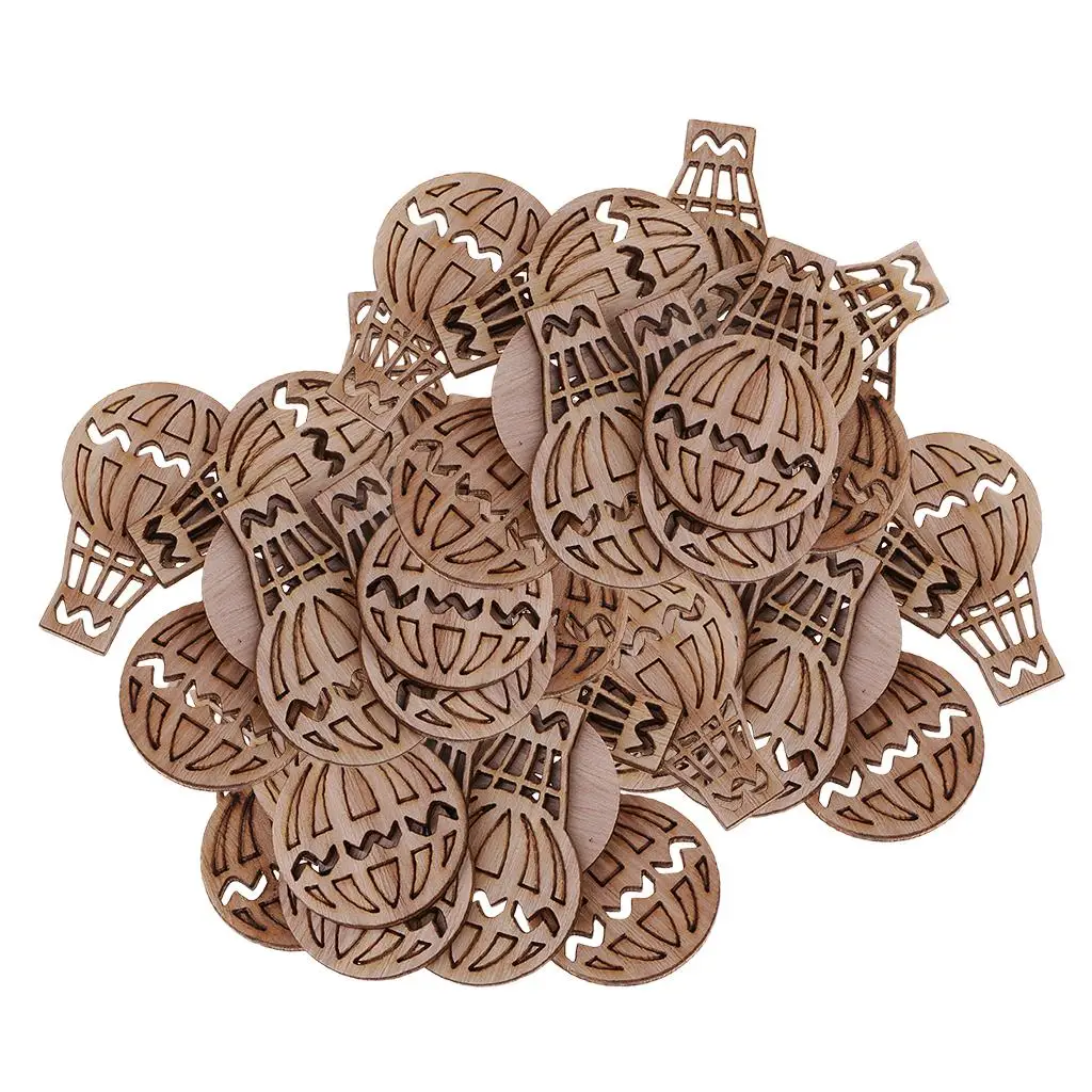100 Mini Wooden Cutout Hot Air Balloon Shape Wood Craft Art DIY Scrapbooking