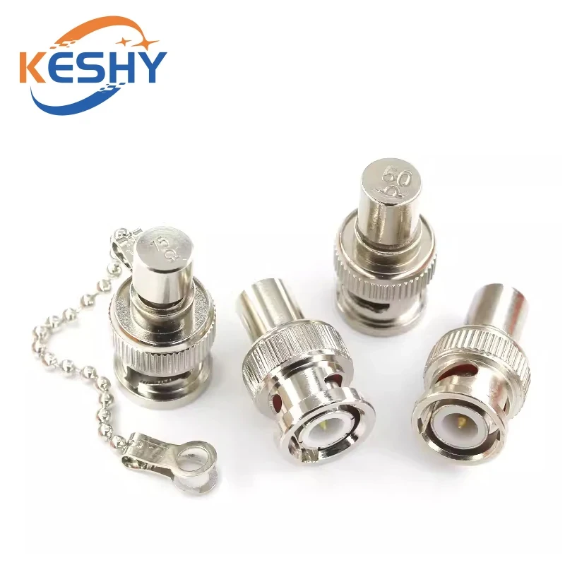 Q9 BNC Loads Male Plug Coaxial Brass Resistor Terminator Dummy BNC Load Impedance 50 Ohm&75 Ohm with Keychain Adapter Brass