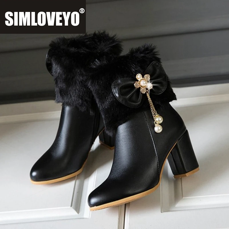 

SIMLOVEYO женские ботильоны с кисточками и галстуком-бабочкой, милая модная женская обувь в стиле Лолиты на высоком каблуке, белая, черная, на меху