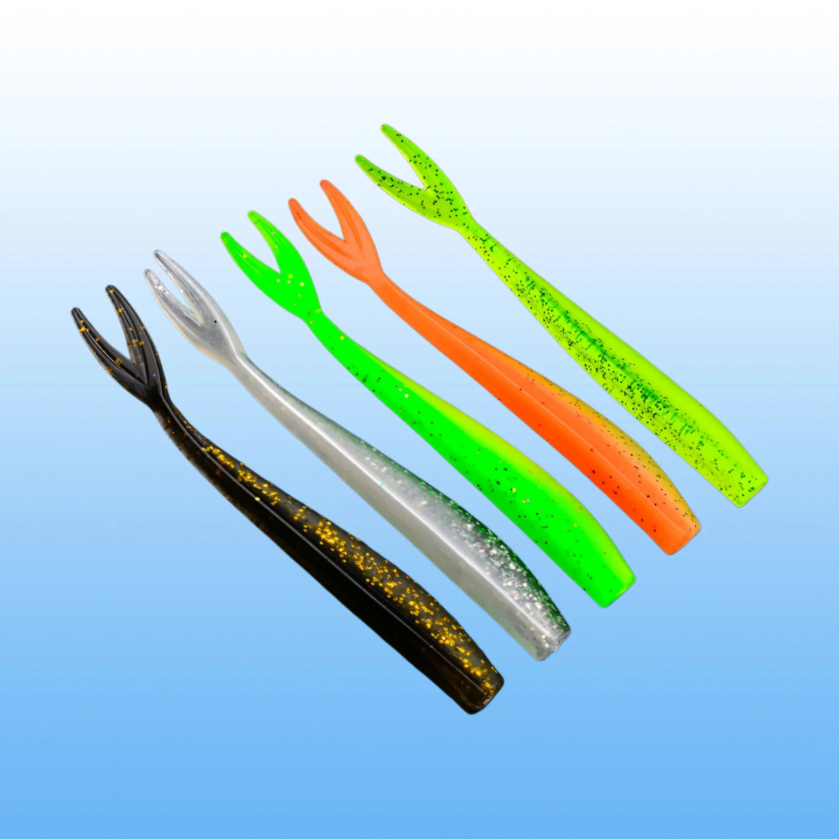 10PCS/Bag Artificial Silicone Wobbler Bait Fish Shaped Forked Tail Soft Worm Bait 10CM Bass Sea/Freshwater Fishing Lure