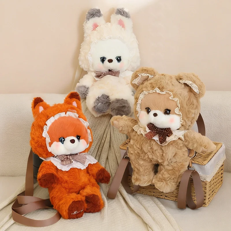 Konijn Vos Hond Beer Knuffeldier Tas Meisje Cadeau Kerst Verjaardagscadeau Schattige Prinses Pluche Rugzak Tas Pop Cartoon Dierenspeelgoed