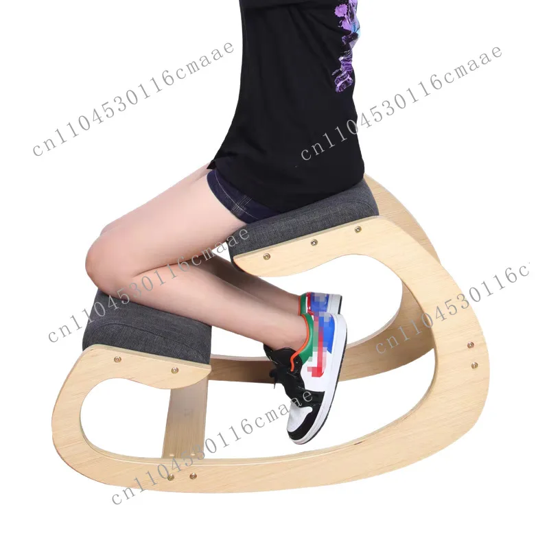 Kneeling Chair Swing Ergonomic Home Office Stool Wooden Upright Student Corrective Chair