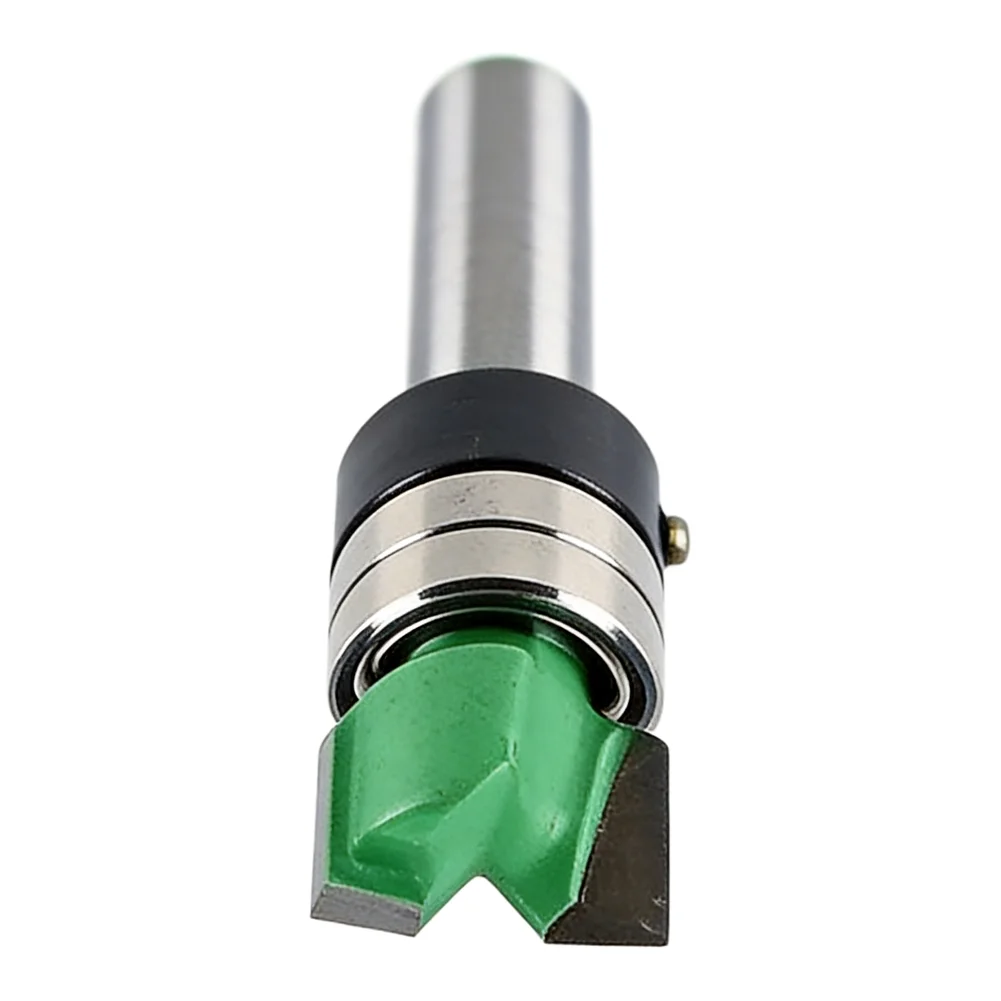 Hardened Steel Flush Trim Router Bit with 1/4 Shank and Dual Ball Bearings for Stable Cutting in For Woodworking Milling Tasks