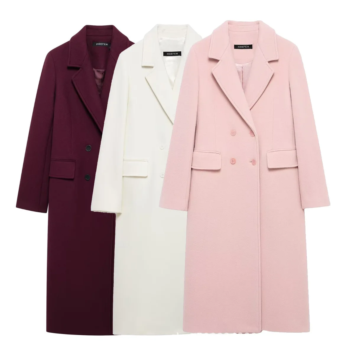 

Fashion Woolen Long Coat Women Jacket Turn-down Collar Coats Warm Wool Jackets Double Breasted Outerwear Autumn Winter Overcoat