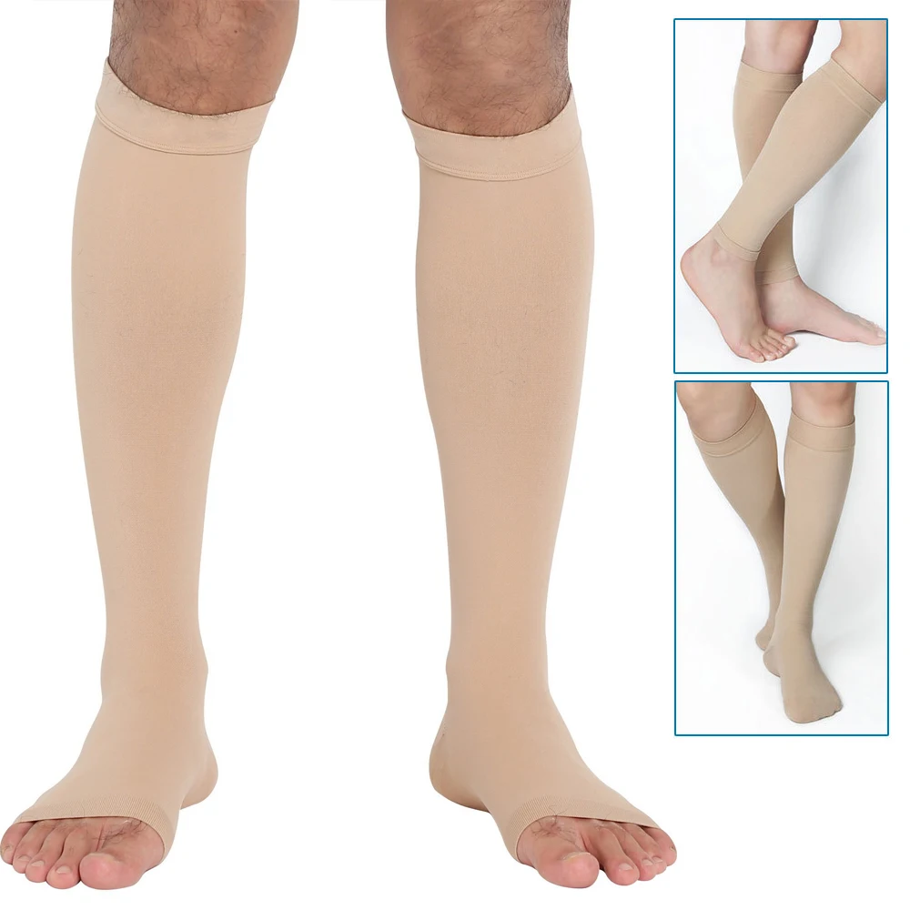 2 Paia Maniche A Compressione Per Polpacci – Calze Graduata 20-30 MmHg – Punta Aperta – Per Sport, Corsa, Edema, Gonfiore – Unisex - 2