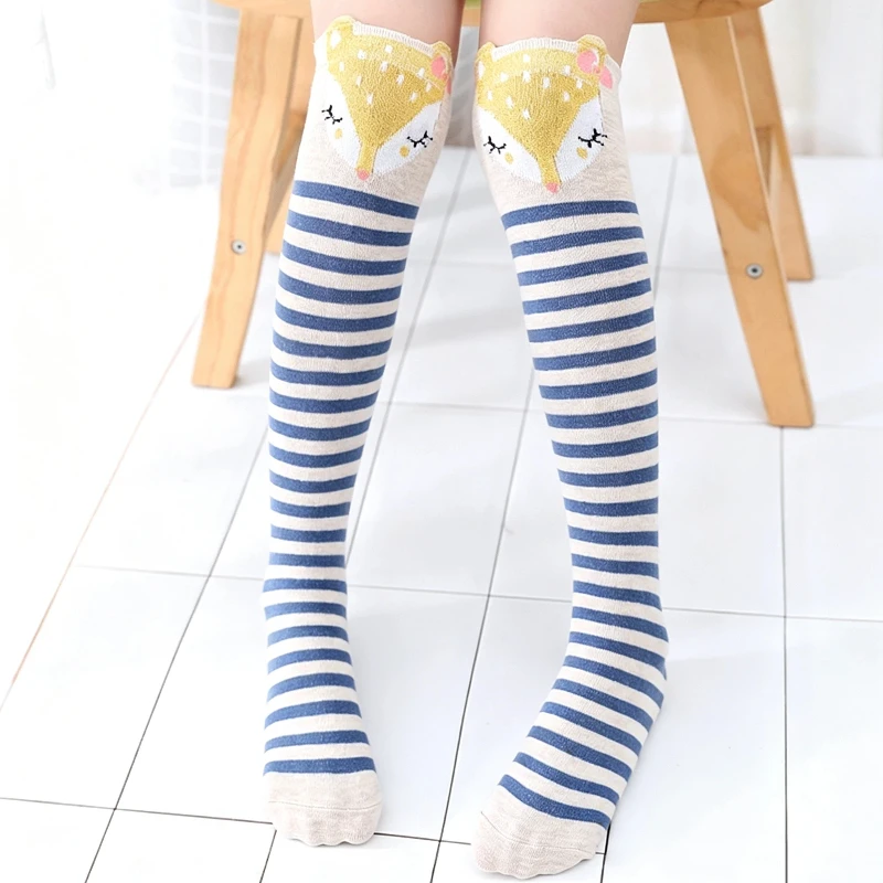 Infant Girls Over Knee High Socks Three-Dimensional Cartoon Animal unicorn Heaps Kids Socks Cotton Warmer Long Kawaii Stockings