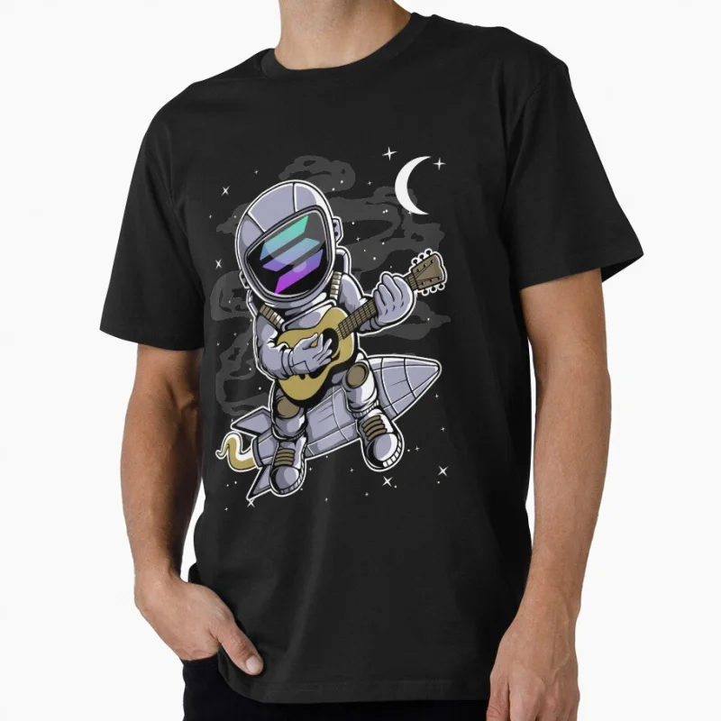 

Astronaut Guitar Solana SOL Coin To The Moon Crypto Token Cryptocurrency Blockchain Wallet HODL Gift T shirt Large size Tops