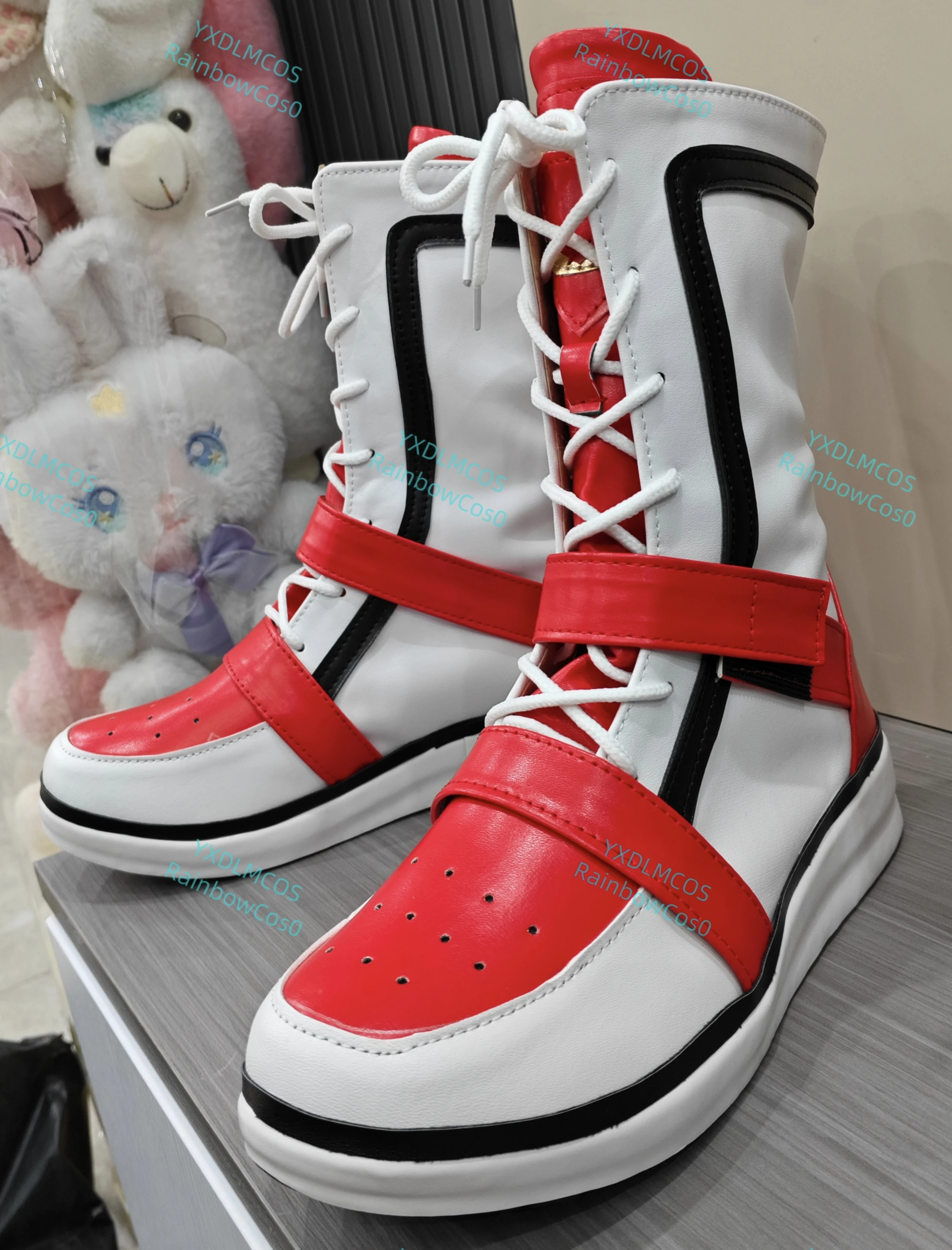 Chaussures de Cosplay torsadé du pays des merveilles ACE, bottes de jeu Anime Halloween arc-en-ciel cos0 W1024