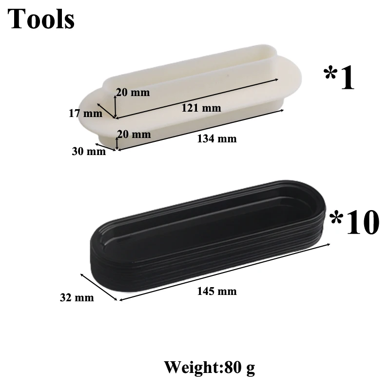 Meibum-プラスチック製の両面カッティングダイ,楕円形,ケーキ用,デザート,クッキー,白,金型,黒の長いフォームトレイ