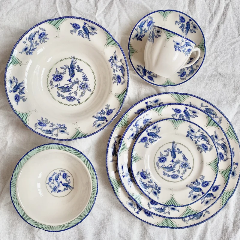 

Французская ретро керамическая тарелка для оценки, десертная тарелка, тарелка с фруктами, миска для макарон, винтажная миска для мороженого, западное блюдо, тарелка для овощей