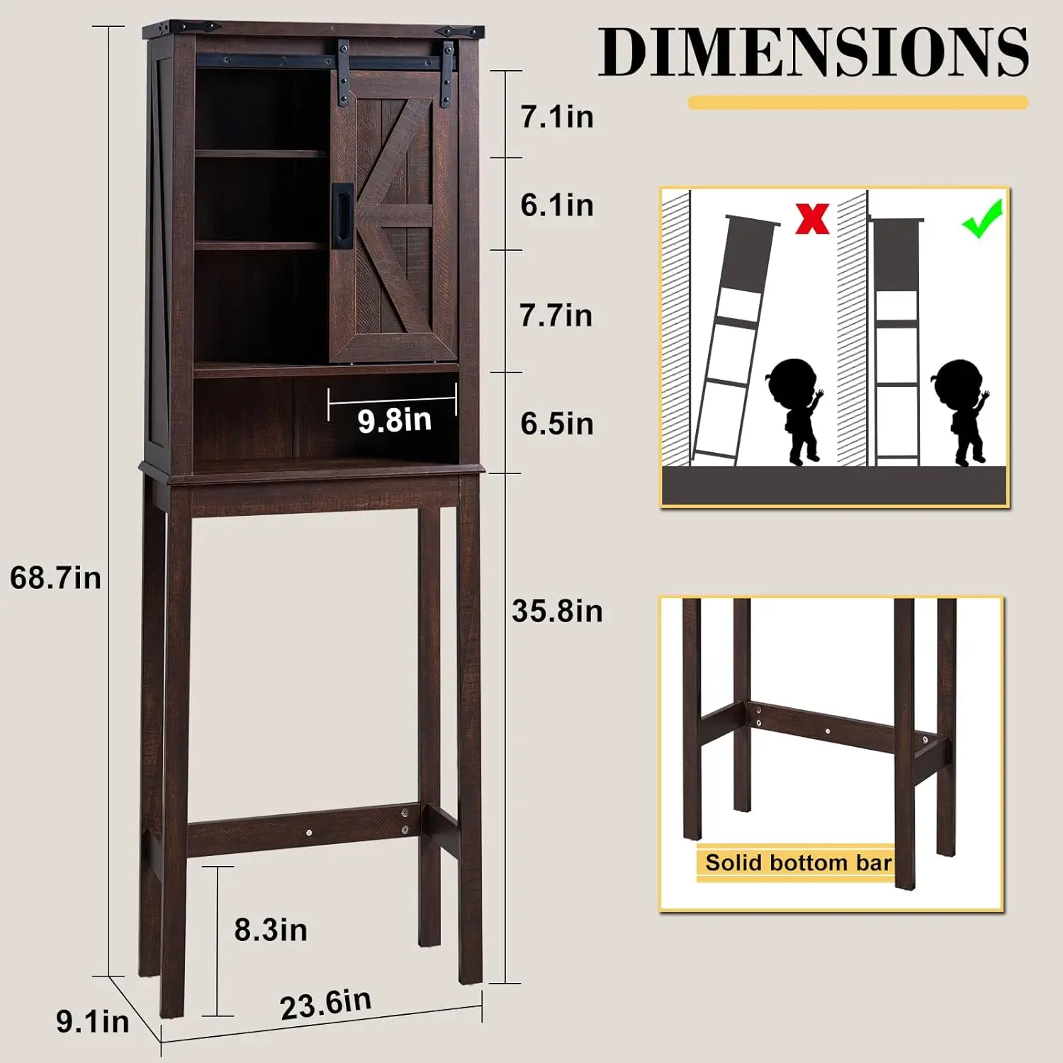 Amerlife Over Toilet Storage Cabinet, 68