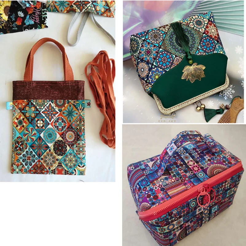 Mandala Cotton Fabric Digital Printed Bohemian Style for Sewing Clothes Bags DIY Handmade by Half Meter