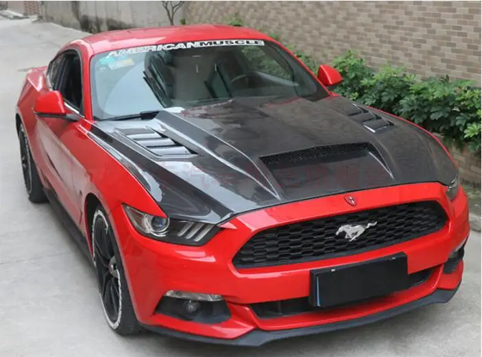 For Ford Mustang 2015 2016 2017 2018 2019 2020 2021 2022 2023 Real Forged Carbon Fiber Car Front Engine Hood Vent Cover