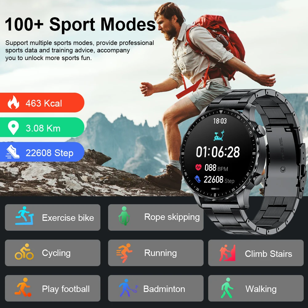 2025 New Outdoor Sports Fitness Health Monitoring Smart Watch Men 1.59” 360*360 HD Screen Bluetooth Call Smartwatch For HUAWEI