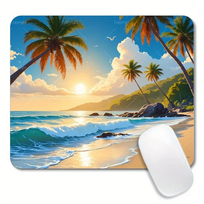 CIFBUY Small Gaming Mouse Pad Tropical Beach Sunset Palm Tree 9.5x7.9 Inch Washable Non Slip Durable for Office Home Travel