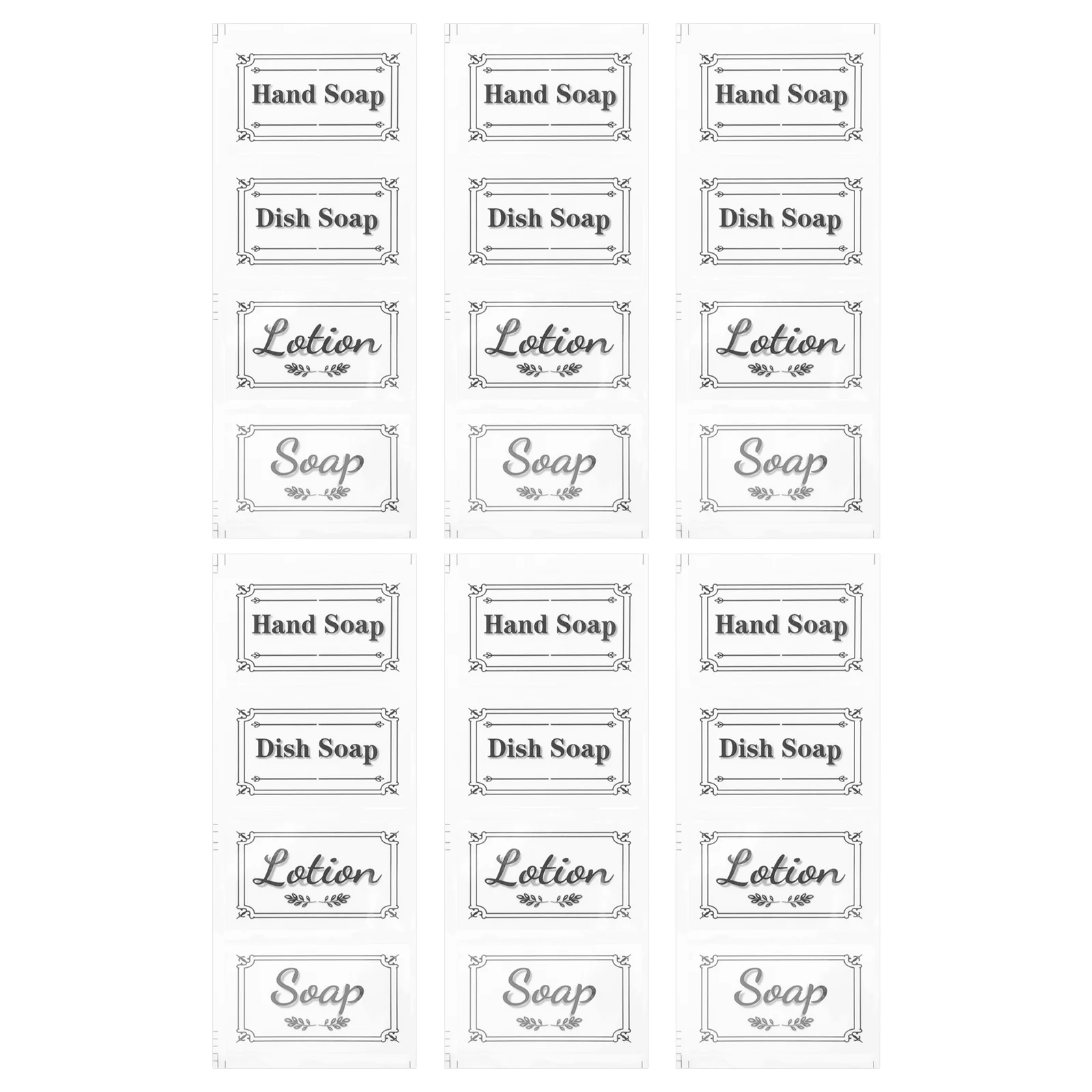 6pcs Waterproof Soap Stickers Removable Soap Labels for Bathroom and Kitchen Dispensers Durable and Practical Soap Decals