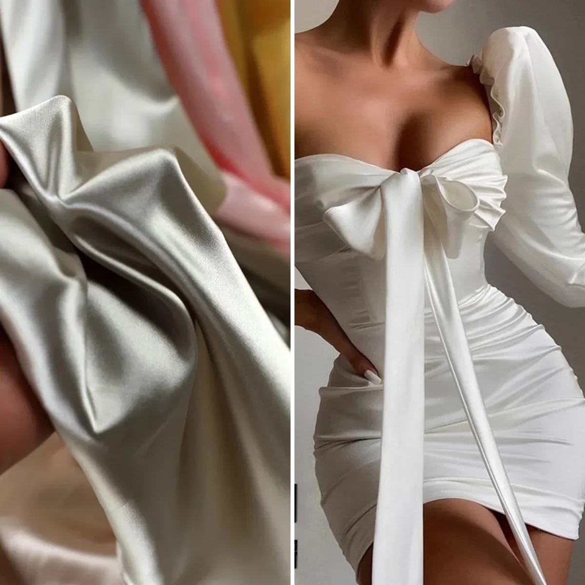 High End Elastic Silk Fabric Soft And Smooth Glossy Fabric Sewn Cheongsam Lining Dress Sleepwear Shirt Diy Fabrics For Sewing