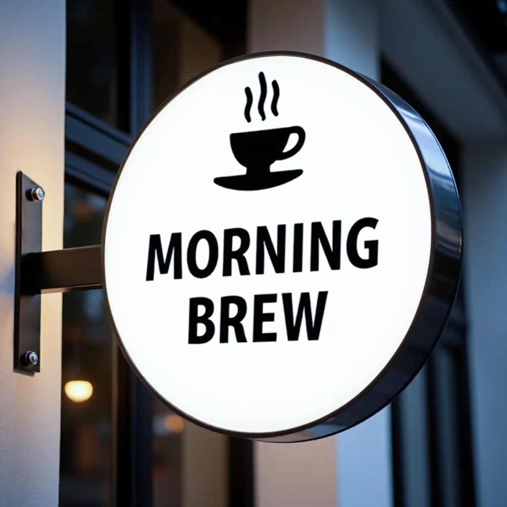 

Custom Round Acrylic LED Light Box for Storefront Waterproof Double Sided Outdoor Business Signage Wall Mounted