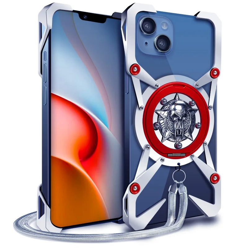 Luxury Metal New Heavy Duty Armor Metal Aluminum Phone Case For Iphone 16 15 14 Plus 13 12 Pro Max Back Fundas Coques