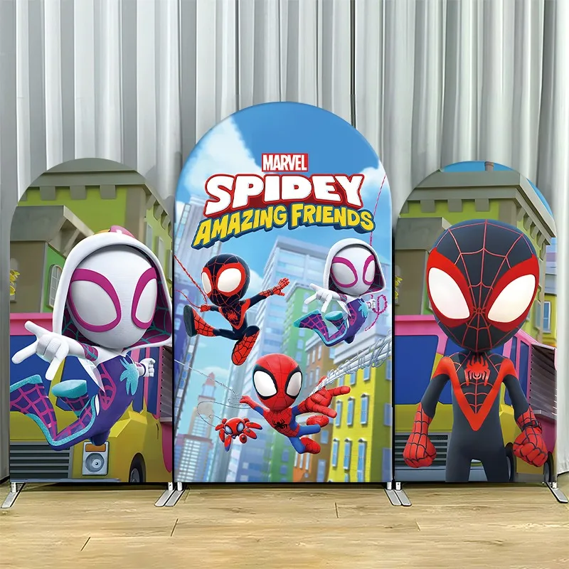 

Arch Backdrop Cover Single Side Marvel Spidey Amazing Friends Superhero Party Decoration Photo Booth Background Props Room Decor