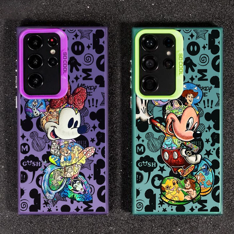 

Disney Mickey Cute Popular For Samsung Galaxy S24 S23 S22 S21 S20 Note 20 Ultra Plus FE 5G Colorful Silver Back Phone Case