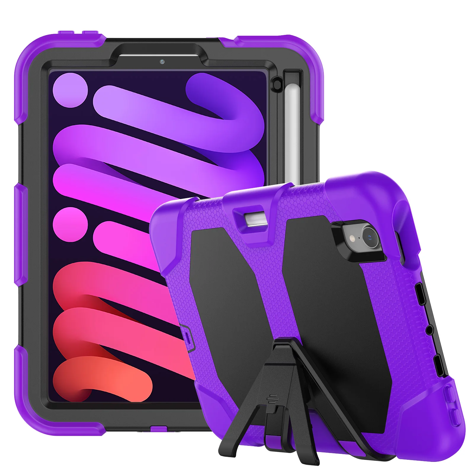 

Чехол-подставка с защитой экрана для iPad Mini 7 (A17 Pro) 2024, Mini 6 2021 A2993 A2995 A2996 A2567 A2568 A2569, 3-слойный чехол
