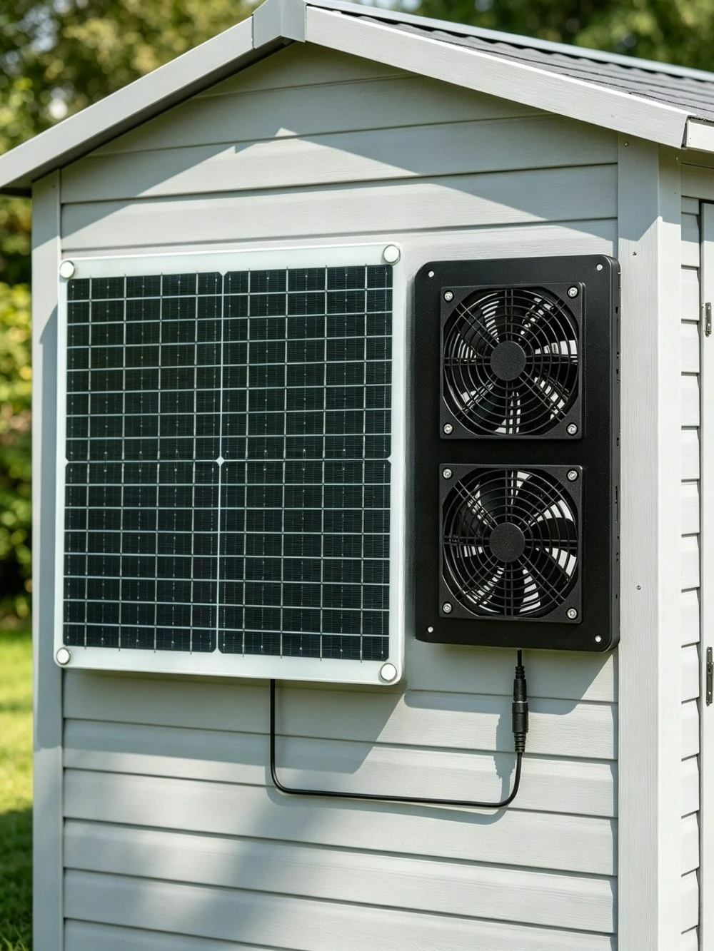 

Solar Monocrystalline Dual Exhaust Fan 30W Panel IP65 Waterproof for RV Greenhouse Chicken Coop Pet House Air Circulation