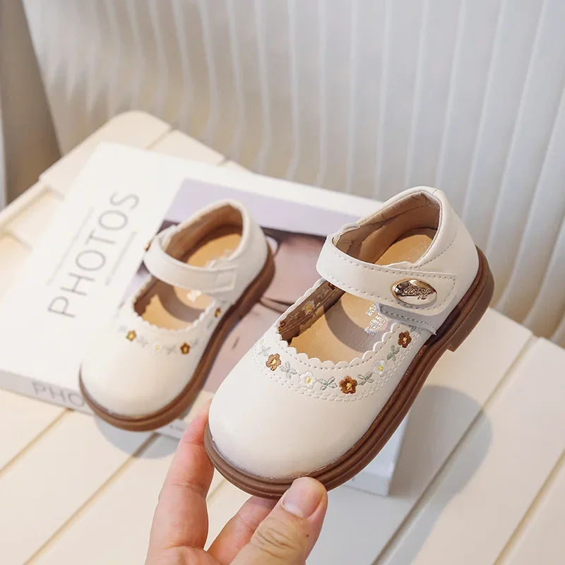 Spring Autumn Girls Printed Princess Shoes Soft-soled Mary Jane Shoes Children Straps Kids Etiquette Casual Loafers Casual Shoes
