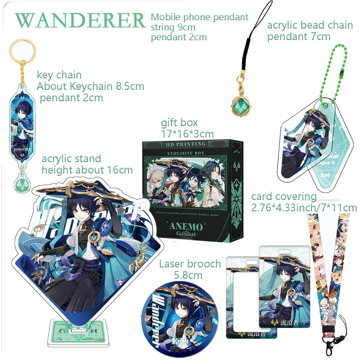 Hot Game The Knave Arlecchino Gaming Wanderer Xiao Furina Neuvillette Wriothesley Navia Decoration Emblem Gift Box Gift Keychain