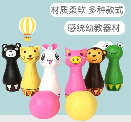 Zintuiglijk trainingsapparaat voor kinderen, bowlen van dieren, voorschools onderwijs, puzzel, interactief ouder-kind