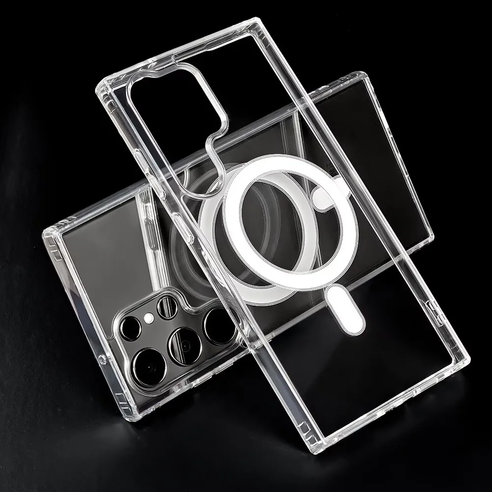 Magnetic phone Case For Samsung Galaxy S26 S25 S24 S23 S22 Ultar Plus Edge FE Wireless Charging Shockproof Clear Magsafe Cover