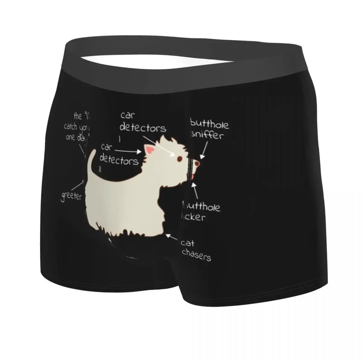 Male Cool Westie Dog Anatomy Underwear West Highland White Terrier Boxer Briefs Breathable Shorts Panties Underpants