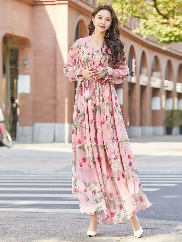 2025 صيف طويل Sve الحرير Dr Vaion Sle فضفاض الخصر الشيفون محبوك عطلة الشاطئ Photoaphy المرأة Faion #2