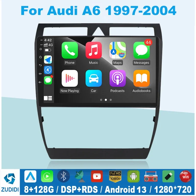 

4G Carplay 9inch 2Din Android Car Radio GPS for Audi A6 C5 1997-2004 S6 RS6 Multimedia RDS 2din Autoradio Stereo Video Audio