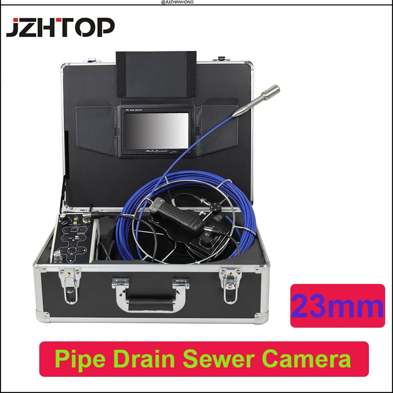 

23mm Pipe Inspection System Drain Sewer Duct Video Endoscope Borescope Industrial Camera Pipeline 7'Monitor Suitcase 5mm Cable