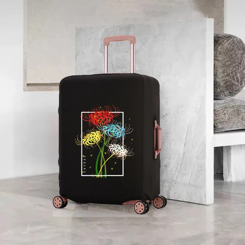 Luggage Cover Flower Pattern Scratch Resistant Protective Cover Thicker Luggage Cover Suitable For 18-32 Inch Travel Accessories