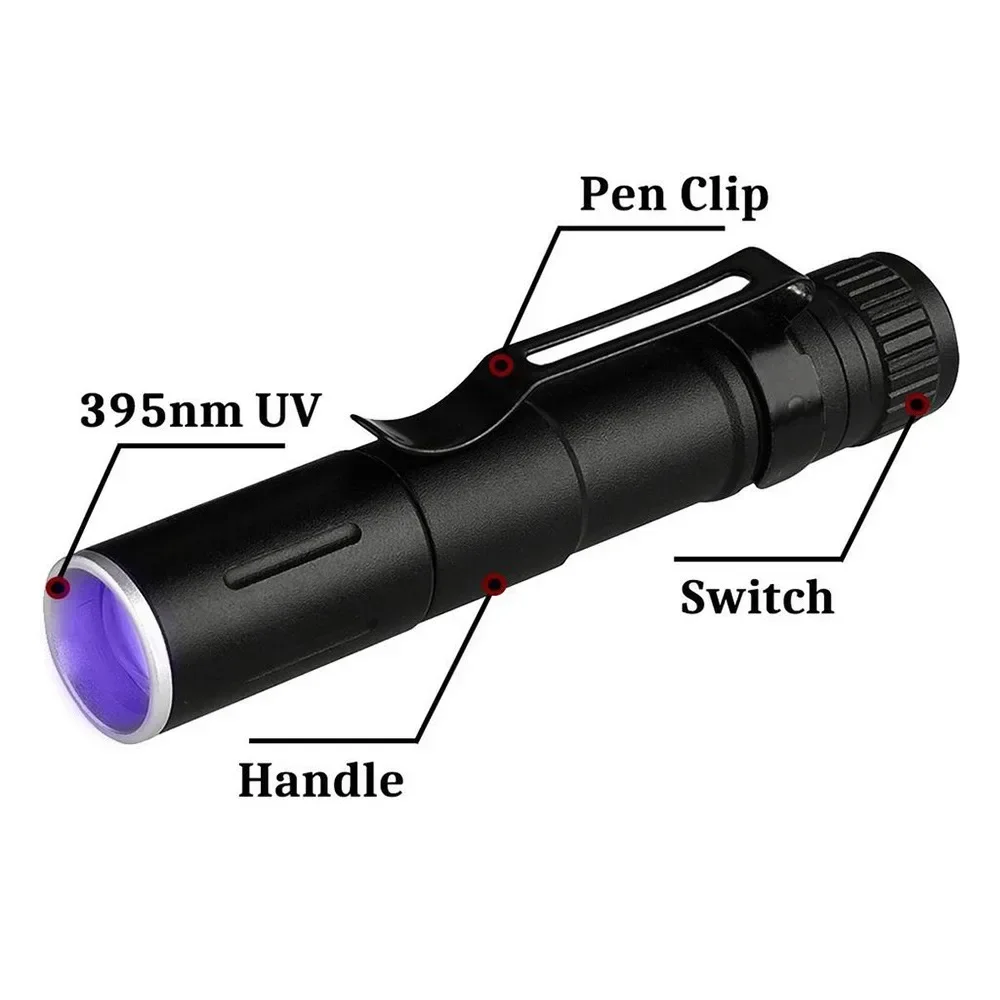 UV Flashlight 395nm Black Light Pen Lights Zoom Ultraviolet Mini Torch Pen Flashlight UV Light Detector for Urine Stains