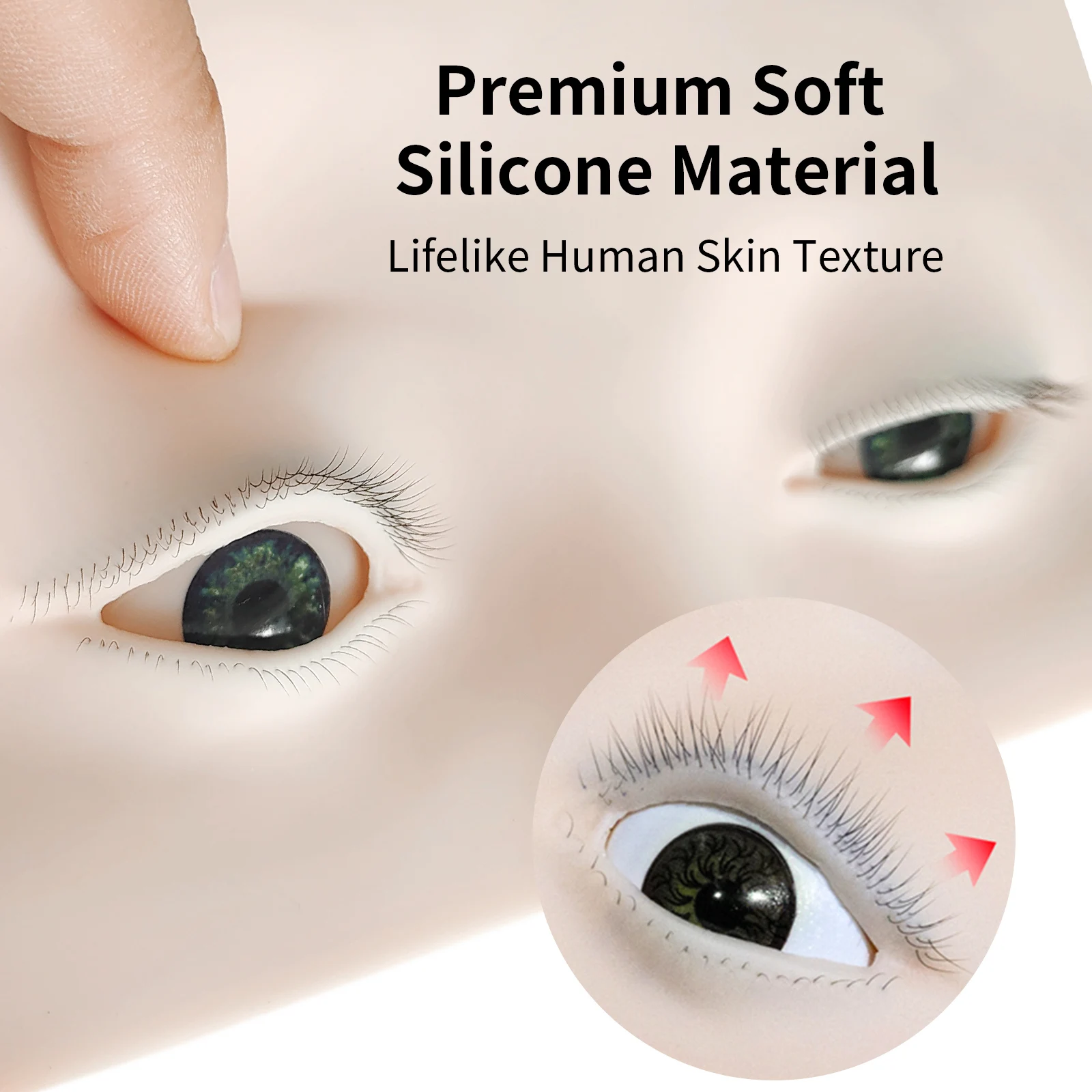 Eyelash Extension Practice Mannequin Head Mode with three-layer lashes for Professional Training realistic skin reusable