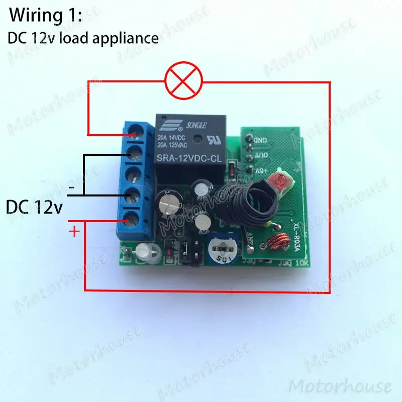 DC 12V 20A Relay Wireless single-channel remote control switch RF Switch on/off+ Delay Time Timer