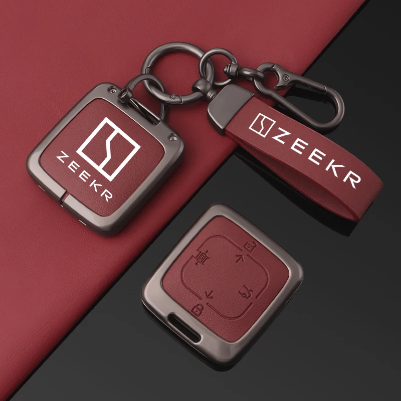 Zinc Alloy Leather Car Key Case ZEEKR 001 007 009 ZEEKR X ZEEKR NFC Key Case Car Smart Remote Key Fob Protective Case