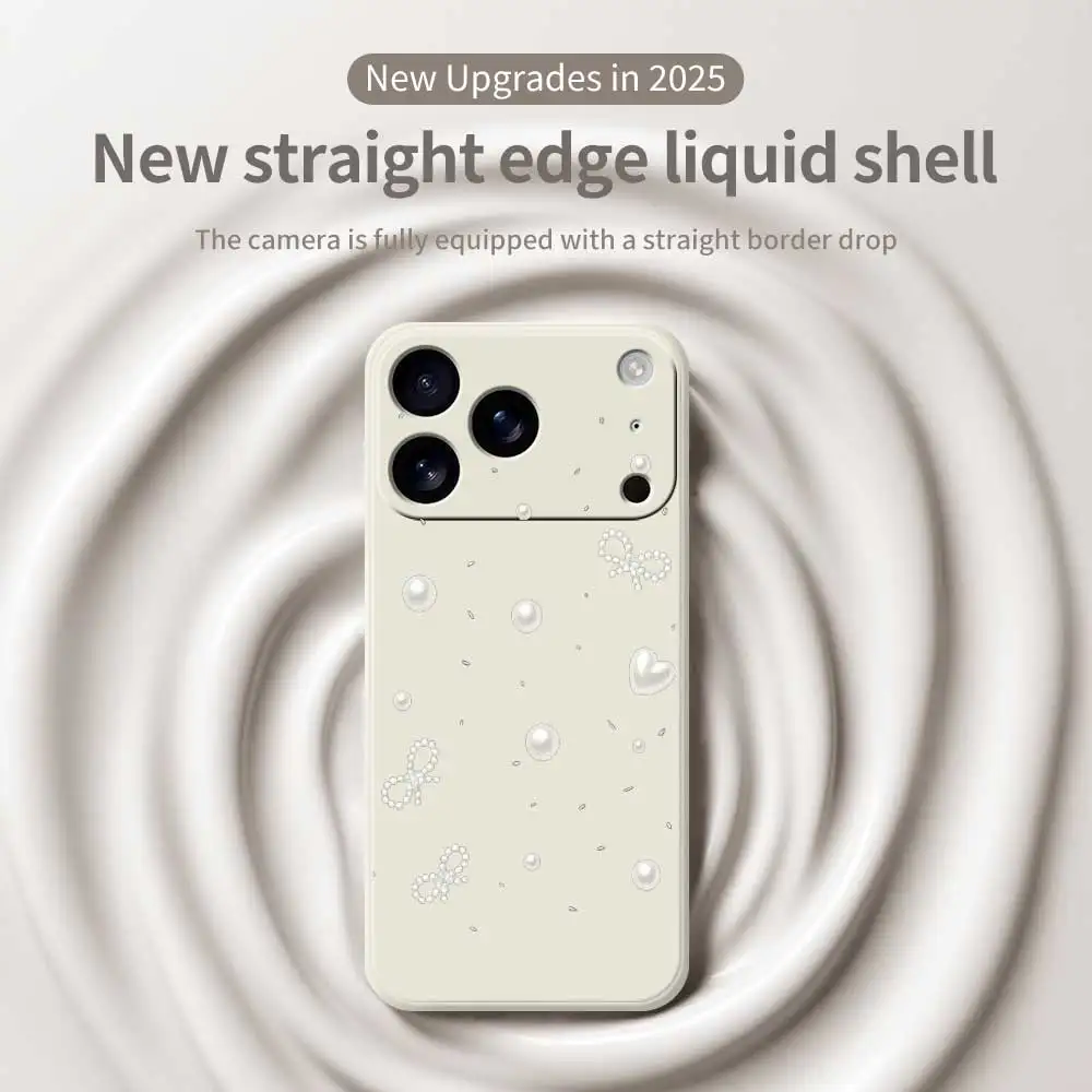 パールボウノット携帯電話ケース iPhone 17 Pro Max 17 Air 16 15 14 13 12 11 Pro Max XS Max 7 8 Plus 16e 16 15 Plus TPUカバー コック