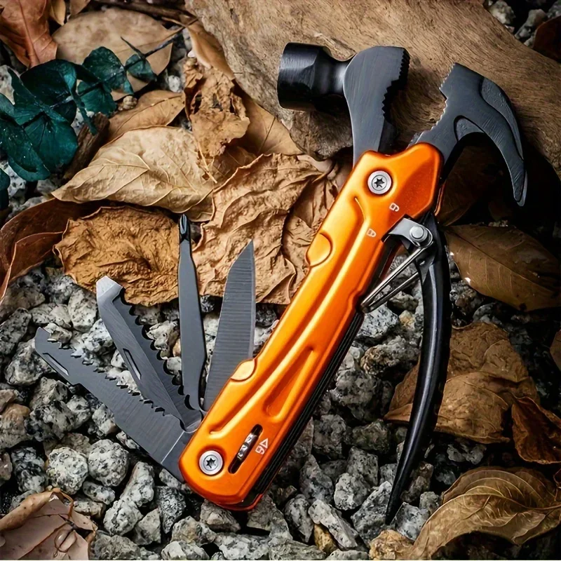 مطرقة متعددة الأدوات، أداة متعددة من الفولاذ المقاوم للصدأ 7 في 1، مجموعة أدوات متعددة شديدة التحمل قابلة للطي مع قاطعة ومفك براغي #6