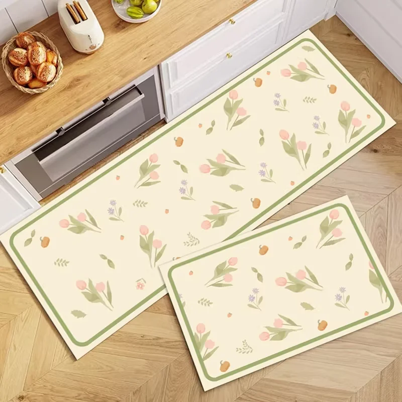 

Kitchen Rug Diatom Mud Mat Pastoral Print Carpet Absorbent Non-Slip Floor Mats Long Size Rugs Home Decoration Alfombra De Cocina