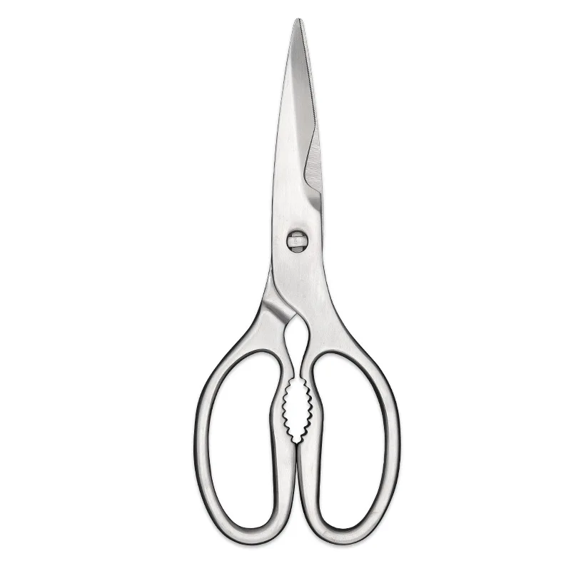 High Quality 4CR13 Stainless Steel Sharp Blade Household Barbecue Steak Chicken Bone Vegetables Kitchen Scissors with Nutcracker