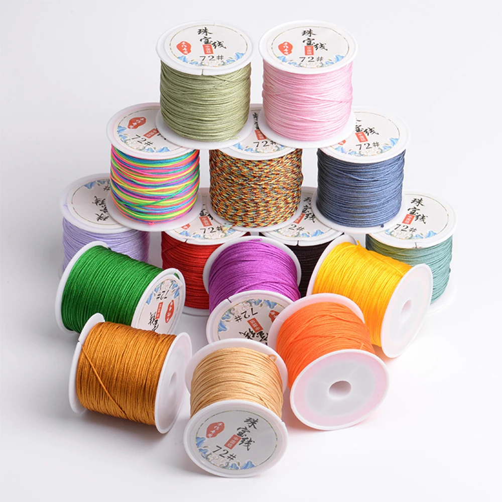 Fil de nylon EG111 40M-Roll 0,8 mm pour nœuds chinois, macramé, bracelets, cordons tressés, bricolage, pompons, perlage