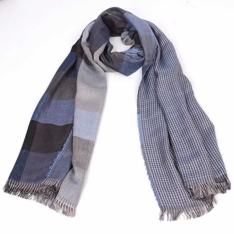 Factory Direct Sales Classic Men\'s Plaid Yarn-Dyed Scarf Autumn and Winter Double-Sided Tassel Men\'s Scarf in Stock Wholesale