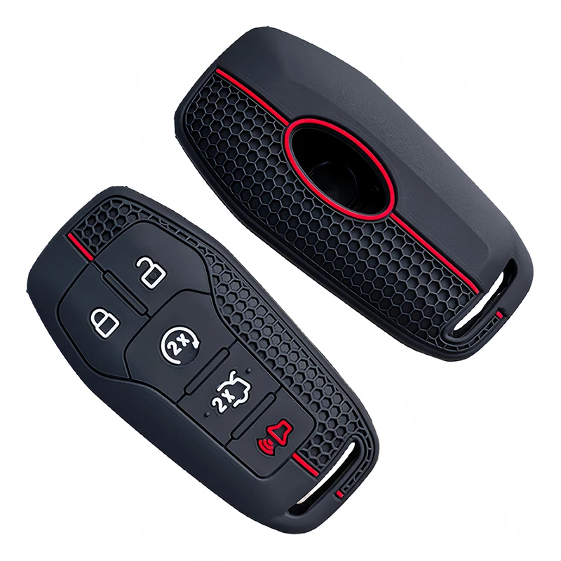 Caso chave do carro de silicone escudo para ford explorer edge mustang série f caminhão 2015 2016 2017 borracha capa remota chaveiro accessorie